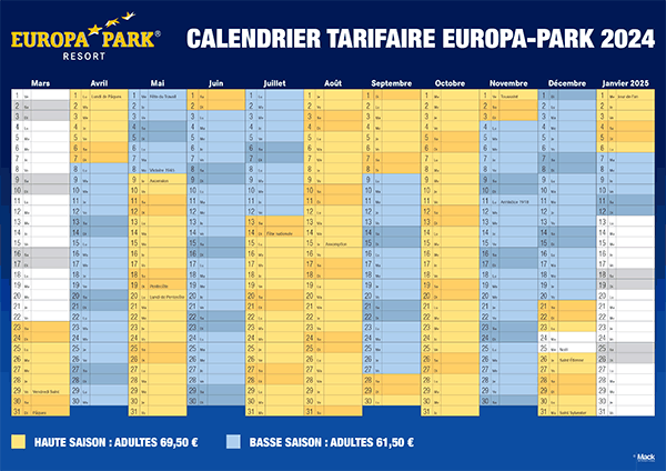 calendrier 2024 Europa park